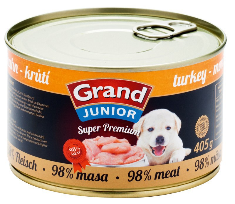 GRAND konz.  Superpremium Junior pes krůtí 405g