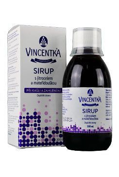 Vincentka sirup s jitrocelem a mateřídouškou 200ml