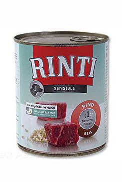 Rinti Dog Sensible konzerva hovězí+rýže 800g