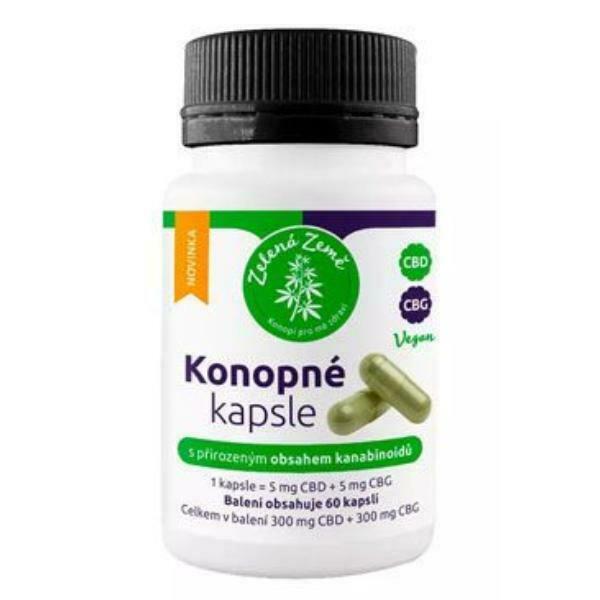 Konopné kapsle s obsahem CBD + CBG 60cps