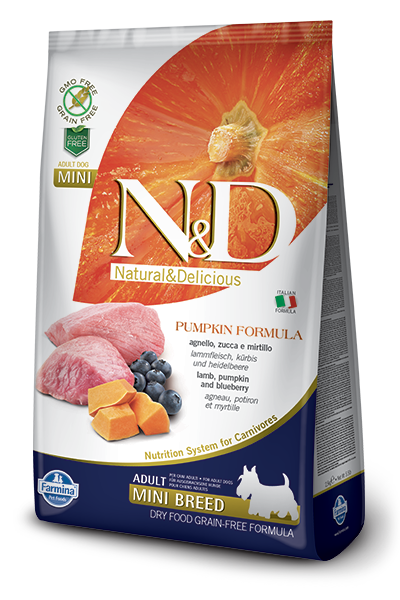 N&D Pumpkin DOG Adult Mini Lamb & Blueberry 7kg