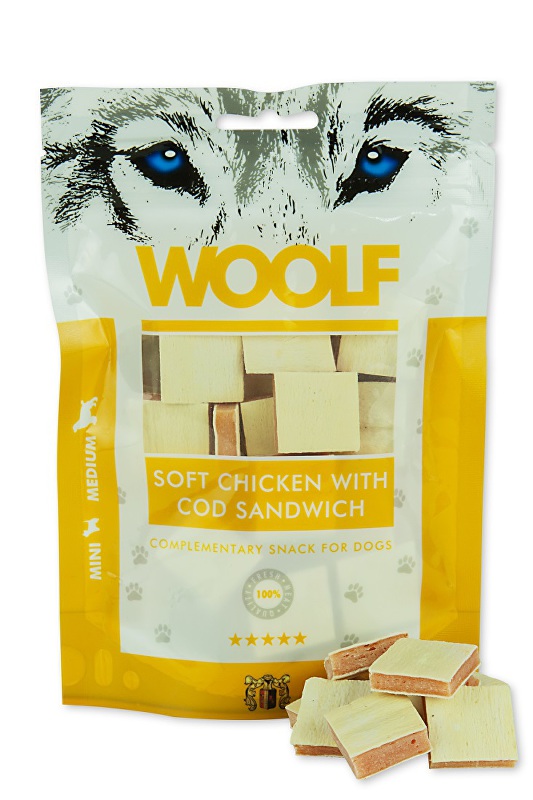 WOOLF pochoutka soft chicken, cod sandwich long 100g