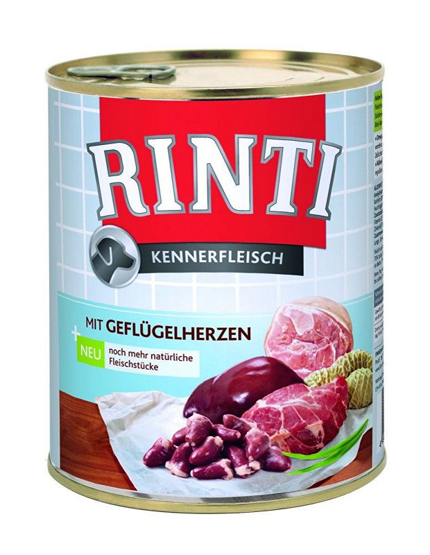 Rinti Dog konzerva drůbeží srdíčka 800g