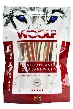 WOOLF pochoutka soft beef and cod sandwich long 100g