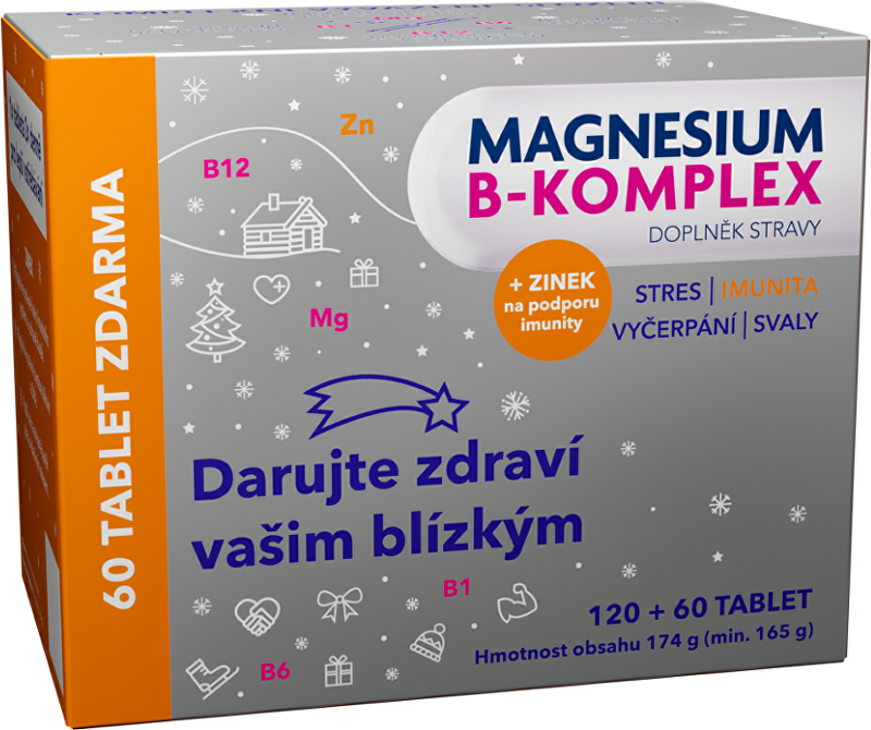 Magnesium B-KOMPLEX  Glenmark 120+60tbl vánoce