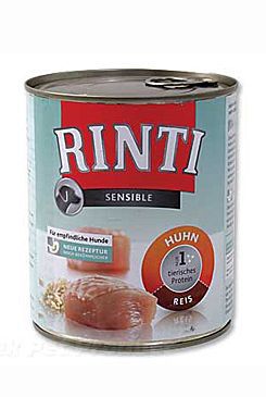 Rinti Dog Sensible konzerva kuře+rýže 800g