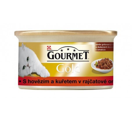 Gourmet Gold konz. kočka hov.a kuře v rajč.om.85g