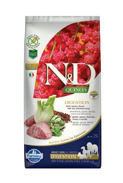 N&D Quinoa DOG Digestion Lamb & Fennel 7kg + barel zdarma (NELZE POSLAT PŘES ZÁSILKOVNU)