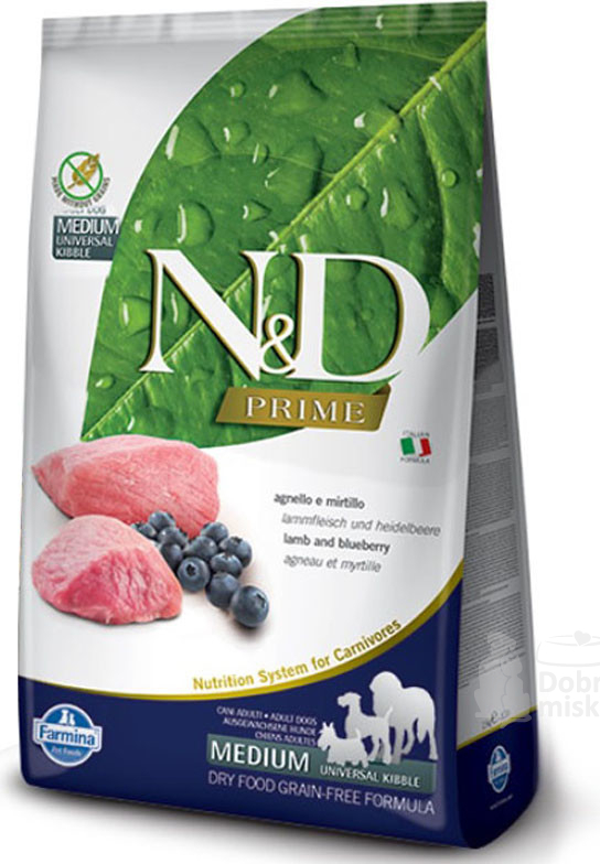 N&D PRIME DOG Adult M/L Lamb & Blueberry 12kg + Doprava zdarma + barel zdarma (NELZE POSLAT PŘES ZÁSILKOVNU)